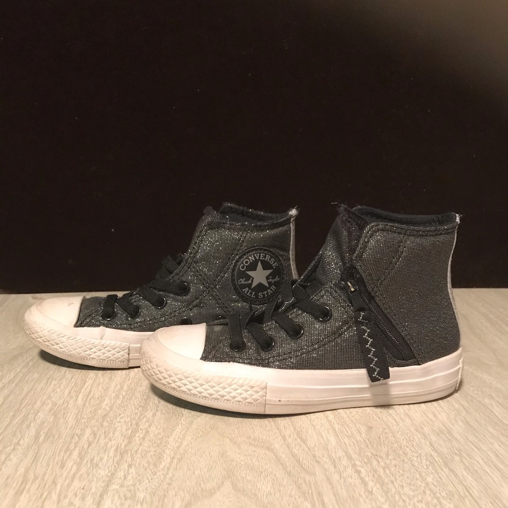 CONVERSE ALL STAR, METALLIC/SILVER SNEAKERS,GIRLS - Picture 1 of 5